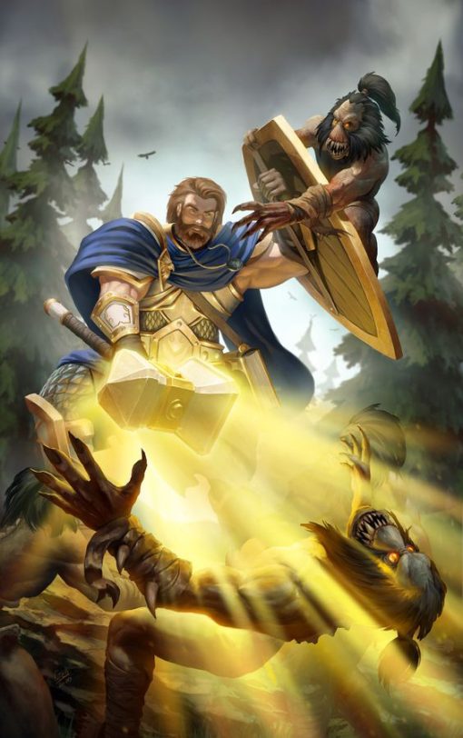 Behold the valorous Paladin Balledor the Redeemer in action, wielding the divine power of light in our stunning oil painting on canvas. This captivating artwork captures the essence of righteous battle as Balledor unleashes his holy might against the forces of darkness. Perfect for fans of fantasy art and enthusiasts of noble heroes, this piece embodies courage and faith. Elevate your space with the dynamic energy of Balledor's fight for justice, immortalized in this handcrafted masterpiece.