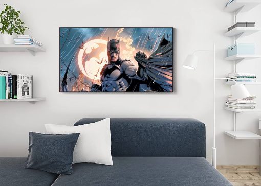 Step into the shadows of Gotham with a handcrafted oil painting on canvas, featuring the commanding presence of Batman in a rooftop portrait. Meticulous detailing and vivid strokes bring this iconic scene to life, with the legendary bat signal illuminating the background. This evocative artwork speaks to superhero enthusiasts and art aficionados alike. Enhance your decor with this unique piece—a captivating addition to any collection, skillfully portraying the enduring mystique and watchful gaze of Batman, the silent guardian of Gotham.