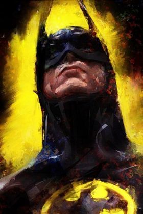 Elevate your space with the iconic presence of the Dark Knight through a handcrafted oil painting on canvas, showcasing a captivating Batman portrait. Immerse yourself in the detailing and masterful strokes that bring this legendary character to life, standing proudly into the light. This evocative artwork resonates with superhero enthusiasts and art connoisseurs alike. Make a powerful statement in your decor with this unique piece—a standout addition to any collection, skillfully portraying the timeless allure and heroic charisma of Batman, the Dark Knight.