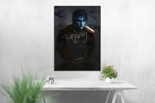 Dive into the captivating world of Grand Admiral Thrawn with our handmade oil painting on canvas, featuring a striking portrait enveloped in a dark, mysterious atmosphere. This meticulously crafted artwork showcases Thrawn's imposing presence amidst shadows, exuding an aura of intrigue and sophistication. Ideal for Star Wars enthusiasts, this painting offers a unique perspective on Thrawn's enigmatic persona, adding depth and allure to any space. Bring the enigmatic charm of Thrawn into your home with this mesmerizing piece, a true collector's gem.
