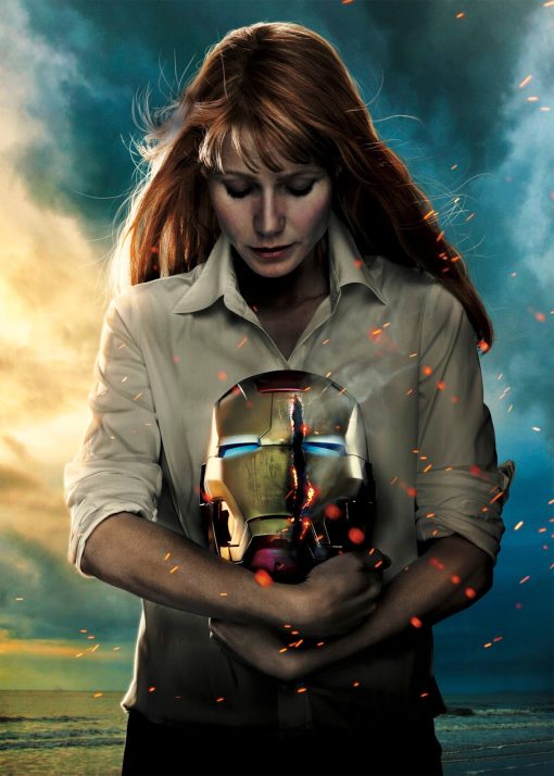 Capture the poignant emotion with a handcrafted oil painting on canvas, depicting Virginia Potts holding a broken Iron Man helmet in a somber atmosphere. This evocative artwork skillfully conveys the emotional depth of the scene with meticulous detailing and a poignant palette. Elevate your decor with this unique piece that resonates with Marvel enthusiasts and art appreciators alike. Immerse your surroundings in the melancholic atmosphere—a distinctive addition to any collection, expertly portraying the heartfelt moment between Virginia Potts and the iconic Iron Man helmet.