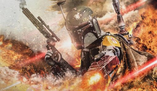 Embark on an artistic journey to the heart of battle with a handcrafted oil painting on canvas, showcasing a captivating portrait of Boba Fett amidst the chaos of a battlefield. Meticulously detailed and expertly crafted, this artwork captures the fierce presence of the iconic bounty hunter in the heat of action. Elevate your space with this exceptional piece—a dynamic addition to any collection, skillfully blending the intensity of Boba Fett's portrait with the dramatic backdrop of a battlefield. Immerse yourself in the masterful design, as this Star Wars legend comes to life on canvas.