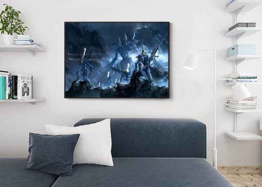 Step into the chilling world of Warhammer 40k with a handcrafted oil painting on canvas, featuring the grace of an Eldar army navigating a cold and formidable landscape. This evocative artwork brings the Warhammer universe to life with meticulous detail and a palette that captures the icy atmosphere. Elevate your decor with this unique piece that speaks to Warhammer enthusiasts and fantasy art lovers. Immerse your surroundings in the captivating scene—a standout addition to any collection, skillfully portraying the elegance and tenacity of the Eldar army as they traverse a harsh and cold terrain.