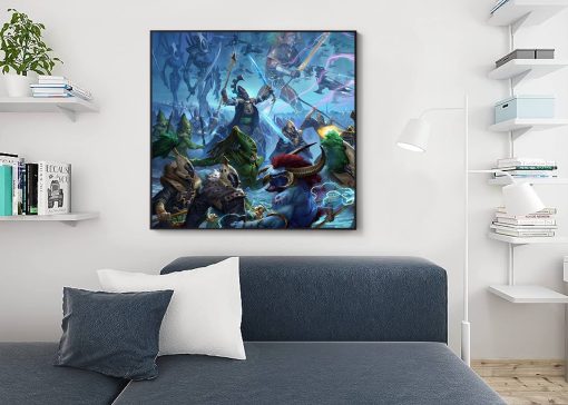 Infuse your space with the adrenaline of Warhammer 40k through a handcrafted oil painting on canvas, featuring the captivating sight of an Eldar army engaged in a fierce battle on a vibrant battlefield. This dynamic artwork skillfully depicts the vigor of the Warhammer universe, with meticulous detailing and bold strokes. Elevate your decor with this unique piece that captivates Warhammer enthusiasts and fantasy art lovers. Immerse your surroundings in the heart-pounding scene—a standout addition to any collection, expertly illustrating the elegance and prowess of the Eldar army as they navigate the tumultuous battlefield.