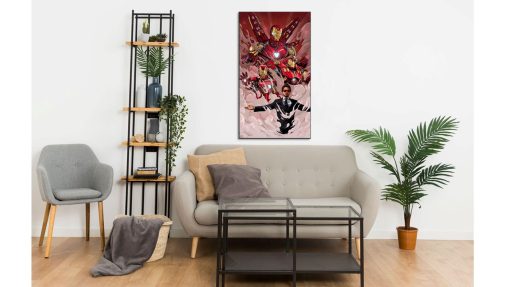 Enhance your decor with this stunning handmade oil painting on canvas, featuring Anthony Edward Stark amidst his impressive array of armors in a captivating smoky ambiance. With intricate detailing and evocative imagery, this artwork captures the essence of the legendary Marvel character in a dynamic and atmospheric scene. Perfect for Iron Man enthusiasts and admirers of artistic craftsmanship, this piece adds depth and intrigue to any space. Immerse yourself in the captivating world of Tony Stark's brilliance and heroism with this striking portrayal, sure to ignite conversation and admiration.