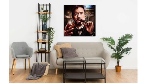 Elevate your decor with this stunning handmade oil painting on canvas, featuring Anthony Edward Stark exuding sophistication as he enjoys a cigar with timeless charm. With meticulous attention to detail and refined strokes, this artwork captures the essence of the legendary Marvel character in a classically elegant scene. Ideal for fans of Tony Stark and admirers of artistic elegance, this piece adds a touch of refinement and allure to any space. Immerse yourself in the suave world of Stark's charisma with this captivating portrayal, sure to evoke admiration and intrigue.