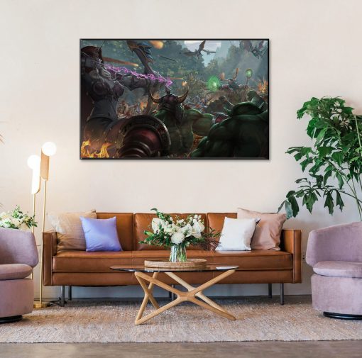 Experience the gripping showdown between Sylvanas and Malfurion in our stunning oil painting on canvas. This meticulously crafted artwork depicts the intense battlefield scene from World of Warcraft's Battle for Azeroth expansion. With intricate details and vibrant colors, it captures the raw emotion and power of these legendary characters in combat. Perfect for Warcraft enthusiasts, this handcrafted masterpiece brings the epic conflict of Azeroth to life in your space.