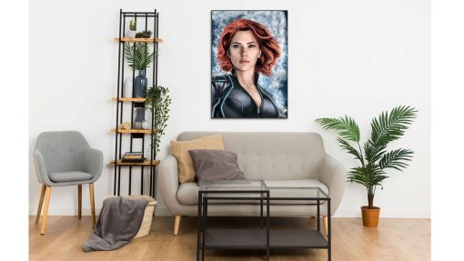 Elevate your decor with this captivating handmade oil painting on canvas, showcasing the breathtaking Scarlett Johansson in her iconic role as Black Widow. With expert brushstrokes and vibrant hues, this artwork beautifully captures the allure and power of the beloved character. Perfect for Marvel fans and admirers of Johansson's portrayal, this piece adds sophistication and intrigue to any space. Immerse yourself in the thrilling universe of superheroes with this striking portrayal, bound to captivate and inspire conversation.