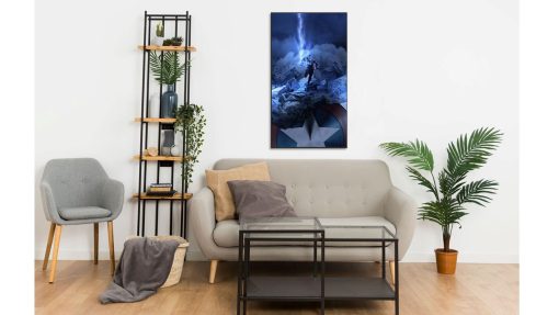 Revamp your space with this stunning handmade oil painting on canvas, featuring Captain America in a powerful stance, wielding his shield and Mjolnir, charging forward amid a thunderous atmosphere. With intricate details and bold colors, this artwork embodies the courage and strength of the iconic superhero. Ideal for Marvel aficionados and admirers of epic scenes, this piece adds a dynamic and heroic ambiance to any room. Immerse yourself in the electrifying world of Captain America with this compelling portrayal, bound to captivate viewers and evoke a sense of awe.