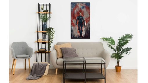 Elevate your décor with this stunning handmade oil painting on canvas, portraying Captain America amidst a rain-inspired design, advancing towards you with unwavering resolve. With intricate detailing and dynamic colors, this artwork captures the essence of courage and determination. Ideal for Marvel aficionados and art enthusiasts alike, this piece adds an element of cinematic flair to any space. Immerse yourself in the iconic imagery of Captain America with this powerful portrayal, sure to captivate and inspire viewers.