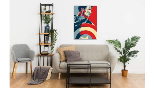Revitalize your space with this stunning handmade oil painting on canvas, featuring a vintage poster design of Captain America. With intricate detailing and vibrant colors, this artwork captures the timeless charm of the iconic superhero. Ideal for Marvel fans and lovers of retro art, this piece adds a nostalgic and patriotic atmosphere to any room. Immerse yourself in the classic allure of Captain America with this compelling portrayal, sure to captivate viewers and inspire admiration.