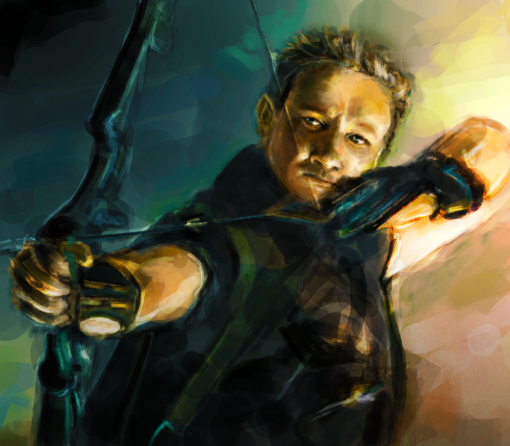 Transform your space with this striking handmade oil painting on canvas, portraying Clint Barton, the Avenger known as Hawkeye from Marvel, poised to take aim at his enemies. With intricate brushwork and vibrant colors, this artwork captures the intensity and precision of the iconic hero in action. Ideal for Marvel fans and art enthusiasts, this piece adds a dynamic and heroic touch to any room. Immerse yourself in the thrilling world of superheroes with this captivating portrayal, guaranteed to command attention and spark conversation.
