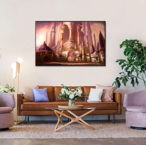 Embark on a journey to the heart of Azeroth with our artisanal oil painting on canvas, revealing the majestic allure of Dalaran Citadel. Crafted with precision and passion, this masterpiece captures the essence of Warcraft's iconic landmark. Bring the enchantment of Dalaran to life in your home, where every brushstroke tells a tale of magic and adventure. Elevate your space with this captivating portrayal of Warcraft's rich history. Own a piece of gaming nostalgia and let the grandeur of Dalaran Citadel inspire your surroundings.