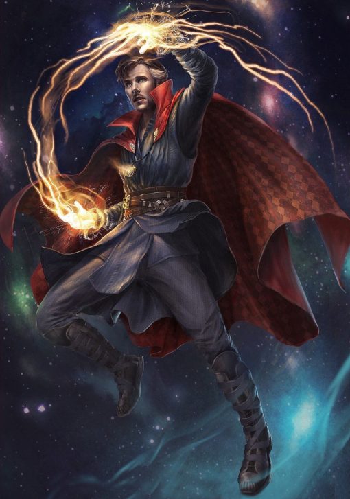 Elevate your space with this mesmerizing handmade oil painting on canvas, portraying Doctor Strange harnessing the power of magic as he levitates amidst a captivating universe design. With intricate brushwork and vivid colors, this artwork captures the mystique of the Marvel sorcerer in a visually stunning manner. Perfect for fans of Doctor Strange and enthusiasts of cosmic art, this piece adds a touch of enchantment and wonder to any room. Immerse yourself in the mystical world of sorcery and cosmic exploration with this captivating portrayal, guaranteed to inspire awe and fascination.