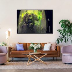 Embark on an epic journey into the realm of Warcraft with this meticulously crafted oil painting on canvas, depicting the enigmatic Gul'dan seated upon his majestic throne. With exquisite attention to detail and vibrant colors, this artwork captures Gul'dan's imposing demeanor and sinister allure. Whether you're a dedicated Warcraft enthusiast or an art aficionado seeking a captivating centerpiece, this portrait exudes an aura of mystery and sophistication, elevating any space with its undeniable presence. Invite the essence of Gul'dan's character into your surroundings and immerse yourself in the magic of Warcraft with this remarkable masterpiece.