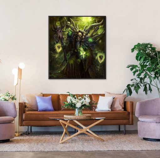 Enter the realm of Warcraft's darkest moments with this handcrafted oil painting on canvas, depicting Gul'dan and the Legion in a chilling atmosphere of terror. Expertly rendered with eerie detail and haunting imagery, this masterpiece commands attention and evokes a sense of dread. Ideal for both avid gamers and art enthusiasts, this piece adds an element of foreboding to any space, immersing viewers in Gul'dan's malevolent power. Embrace the sinister allure of Warcraft's iconic scenes with this striking artwork, destined to leave a lasting impression on all who encounter it.