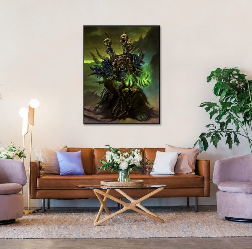 Experience the raw might of Gul'dan as he channels the ominous energy of fel magic in this handmade oil painting on canvas. With meticulous detail and an atmosphere charged with impending doom, this artwork depicts Gul'dan poised to unleash the souls of his foes with terrifying power. Ideal for Warcraft enthusiasts and aficionados of intense imagery, this piece commands attention and sparks fascination. Transport your surroundings into the heart of conflict with Gul'dan's formidable presence, captivating all who encounter its dark allure.