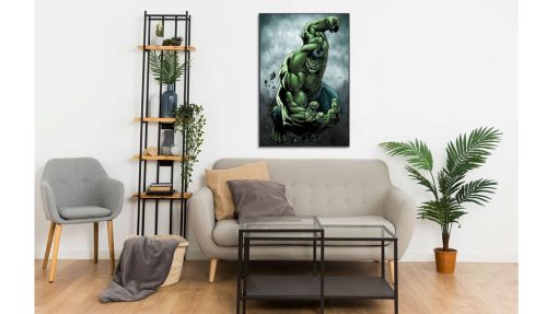 Bring the force of Hulk's fury into your space with this handmade oil painting on canvas, depicting him in a powerful, charging pose. Vibrant colors and expressive brushwork capture the raw intensity of the Marvel hero. Ideal for fans of Hulk and enthusiasts of dynamic art, this piece commands attention in any room. Immerse yourself in the exhilarating world of Hulk's anger with this striking portrayal, guaranteed to leave a lasting impression in your home or office décor.