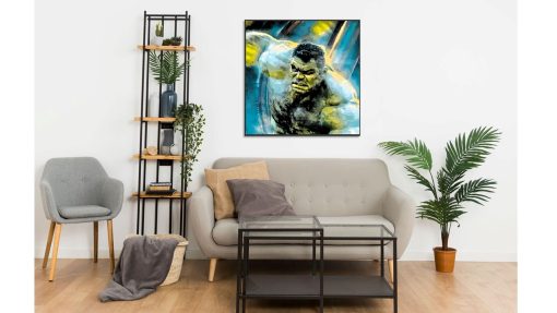 Elevate your decor with this handmade oil painting on canvas featuring a stylized portrayal of the mighty Hulk. With its bold colors and distinctive design, this artwork captures the essence of the Marvel icon in a unique and captivating way. Perfect for fans of Hulk and admirers of contemporary art, this piece adds a dynamic touch to any space. Immerse yourself in the power and presence of Hulk with this striking rendition, guaranteed to make a statement in your home or office.
