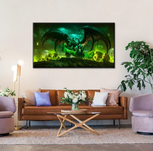 Immerse yourself in the turbulent world of Azeroth with a mesmerizing oil painting on canvas featuring the legendary Illidan Stormrage. Set against a chaotic backdrop, Illidan's intense portrait exudes power and determination, while the ominous Legion army looms ominously in the distance. Crafted with meticulous detail, this artwork captures the epic struggle between light and darkness in the World of Warcraft universe. Perfect for fans of fantasy and gaming, this captivating piece adds depth and drama to any space, inviting viewers to delve into the rich lore of Illidan Stormrage and the relentless forces of the Legion. Transform your surroundings with the commanding presence of Illidan Stormrage and the looming threat of the Legion army in this captivating oil painting.