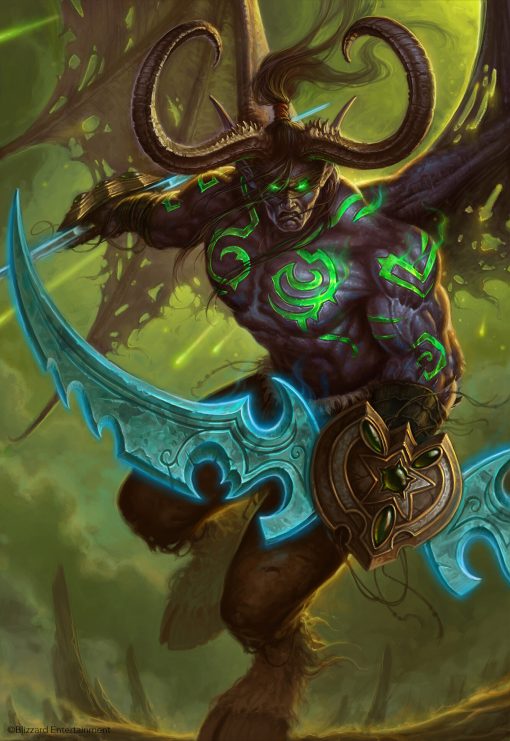 Experience the power of Illidan Stormrage in a captivating oil painting on canvas. Witness the iconic character as he charges forward with fierce determination, ready to face any challenge. This stunning artwork captures Illidan's intensity and strength, bringing his dynamic presence to life. Crafted with meticulous detail, every brushstroke evokes the essence of this legendary Warcraft figure. Bring the excitement of battle into your space with this striking portrayal of Illidan Stormrage in action.