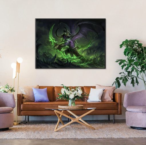 Delve into the depths of Warcraft lore with a mesmerizing oil painting on canvas featuring Illidan Stormrage brandishing the fearsome Warglaives of Azzinoth. Enveloped in an atmosphere of foreboding shadows and ethereal mist, Illidan's presence exudes strength and intensity. This captivating artwork encapsulates the essence of the Warcraft universe, portraying a pivotal moment in the ongoing struggle between light and darkness. Perfect for fans of the franchise, this piece adds a touch of mystique and adventure to any space. Experience the power and intrigue of Illidan Stormrage with this stunning handmade masterpiece.