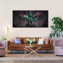 Dive into the fantastical realm of World of Warcraft with a stunning handmade oil painting on canvas featuring the iconic Illidan Stormrage. This masterpiece artfully depicts the enigmatic character amidst the otherworldly landscape of the Burning Crusade expansion. With meticulous attention to detail, the artist captures Illidan's fierce presence and the essence of the game's immersive atmosphere. Perfect for fans of Warcraft lore and fantasy art enthusiasts alike, this captivating portrayal of Illidan Stormrage is a must-have addition to any collection. Bring the epic saga of the Burning Crusade to life in your home with this remarkable handmade artwork.