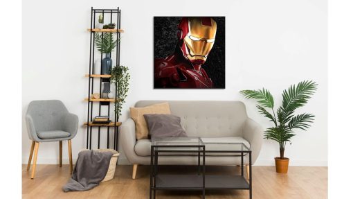 Revitalize your decor with this mesmerizing handmade oil painting on canvas, featuring Tony Stark as Iron Man, donning his legendary armor and locking eyes with the observer. With intricate detailing and vivid colors, this artwork exudes the strength and determination of the iconic superhero. Ideal for Marvel enthusiasts and art aficionados, this piece adds an immersive and captivating element to any room. Immerse yourself in the heroic aura of Tony Stark with this compelling portrayal, sure to captivate viewers and ignite imagination.