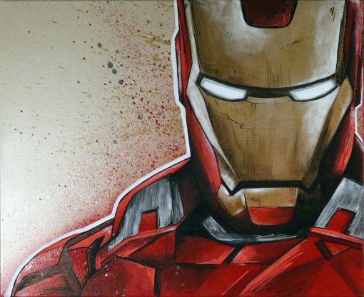 Revamp your space with this dynamic handmade oil painting on canvas, showcasing a striking portrait of Tony Stark as Iron Man with a splash of painterly flair. With meticulous brushwork and vibrant colors, this artwork captures the essence of the iconic superhero in a bold and artistic manner. Perfect for Marvel fans and art enthusiasts, this piece adds a unique and eye-catching touch to any room. Immerse yourself in the heroic world of Tony Stark with this captivating portrayal, guaranteed to command attention and inspire admiration.