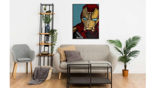 Transform your decor with this stunning handmade oil painting on canvas, showcasing an anime-inspired portrait of Iron Man. With vibrant colors and sleek lines, this artwork brings a dynamic and stylish anime aesthetic to the beloved superhero. Ideal for Marvel fans and anime enthusiasts, this piece adds a unique and captivating focal point to any space. Immerse yourself in the captivating fusion of superhero charisma and anime allure with this striking portrayal of Iron Man, sure to impress and inspire.