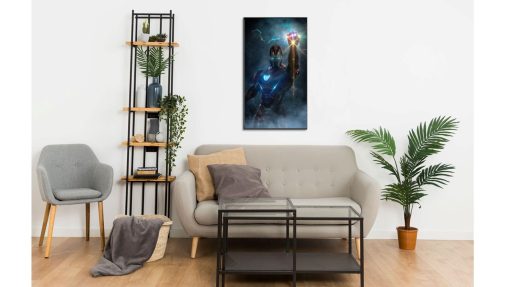 Elevate your décor with this striking handmade oil painting on canvas, featuring Iron Man in a powerful stance as he holds the Infinity Gauntlet adorned with the all-powerful Infinity Stones. With meticulous detailing and bold colors, this artwork captures the superhero exuding strength and authority. Ideal for Marvel fans and collectors of epic moments, this piece adds a dynamic and awe-inspiring focal point to any space. Immerse yourself in the captivating narrative of Iron Man's unparalleled might with this stunning portrayal, sure to ignite fascination and admiration.