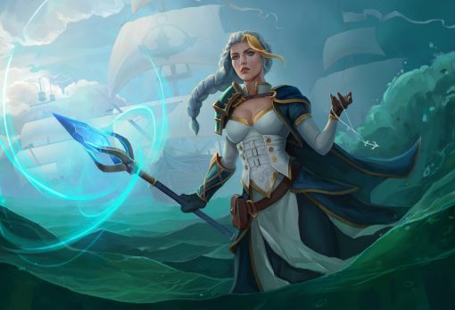 Step into the captivating world of Warcraft with a stunning oil painting capturing Admiral Jaina Proudmoore gracefully walking on the sea, her navy ship looming behind her. Crafted by hand with meticulous detail, this artwork exudes the power and elegance of Jaina, making it a remarkable addition to any collection. Immerse yourself in the magic of Azeroth as Jaina commands the waters, her presence commanding attention in this striking canvas masterpiece. Bring the epic saga of Warcraft to life in your space with this exquisite portrayal of Admiral Jaina Proudmoore, a symbol of leadership and strength on the high seas.