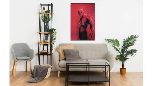 Revitalize your decor with this mesmerizing handmade oil painting on canvas, showcasing a striking portrait of Spider-Man bathed in vibrant red hues. With intricate brushwork and intense colors, this artwork captures the essence of the iconic superhero with bold dynamism. Ideal for Marvel enthusiasts and art aficionados, this piece adds a captivating and energetic atmosphere to any space. Immerse yourself in the thrilling world of Spider-Man with this compelling portrayal, sure to captivate viewers and spark excitement.
