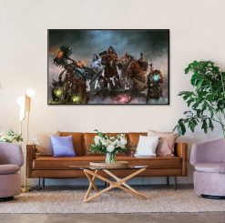 Step into the legendary world of Warcraft: Warlords of Draenor with this captivating handmade oil painting on canvas, showcasing the proud Orcs amidst a swirling mist. Featuring iconic figures like Gul'dan, Grommash, Garrosh, Orgrim, and more, this artwork exudes strength and camaraderie. With meticulous detail and a dynamic atmosphere, this piece transports viewers into the heart of Draenor's battles. Perfect for both fans of Warcraft and art enthusiasts, this masterpiece adds depth and intensity to any space, commanding attention and sparking imagination with its powerful depiction of Orcish glory.