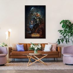 Immerse yourself in the epic saga of Warcraft: Warlords of Draenor with this striking handmade oil painting on canvas, featuring Grommash Hellscream atop his war wolf. With intricate detail and bold colors, this artwork captures the fearless essence of the Orc chieftain and his loyal mount. Perfect for Warcraft enthusiasts and collectors, this piece transports viewers to the heart of Draenor's battles. Bring the power and intensity of Grommash's presence into your space with this mesmerizing portrayal, sure to inspire awe and ignite the imagination.