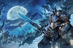 Experience the chilling allure of the Warcraft universe with a stunning oil painting on canvas showcasing Arthas Menethil, the formidable Lich King, brandishing Frostmourne amidst his deathly army against a frozen night backdrop. This handcrafted masterpiece captures the essence of darkness and power, depicting Arthas in all his sinister glory. Ideal for fans of Warcraft lore, this evocative artwork adds a touch of epic fantasy to any space. Dive into the depths of Azeroth's lore with this captivating portrayal of Arthas and his legion, ready to dominate your wall with its commanding presence.