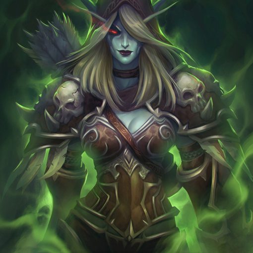 Experience the enigmatic allure of Sylvanas Windrunner through a captivating oil painting on canvas. This exquisite artwork captures the Banshee Queen in a rare moment of serenity, her smile amidst a backdrop of swirling shadows, evoking a sense of mystique and intrigue. With masterful strokes, the artist brings Sylvanas to life, showcasing her complexity and depth of character. Adorn your space with this mesmerizing portrait, adding a touch of darkness and sophistication to any room.