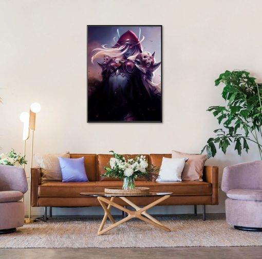 Delve into the mysterious allure of Sylvanas Windrunner with a mesmerizing oil painting on canvas. Behold the Banshee Queen as she undergoes a haunting transformation, her ethereal form beginning to emerge. Expertly crafted, this artwork captures Sylvanas's enigmatic essence, drawing viewers into her world of shadows and secrets. With each brushstroke, the artist brings to life the subtle nuances of her character, from her piercing gaze to the faintest hint of a smile. Adorn your space with this captivating portrait, inviting intrigue and admiration from all who behold it.