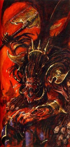 Embrace the dark allure of Warhammer 40k with our captivating handmade oil painting on canvas, showcasing the fearsome visage of Angron, Daemon Prince of Khorne. This dynamic artwork captures the menacing presence and raw power of this iconic character, depicted with intricate detail and vibrant colors. Own a piece of Warhammer lore and enrich your decor with this striking portrayal of chaos and destruction. Order now to make this masterpiece a focal point in your collection, commanding attention with the dark essence of Khorne's champion.