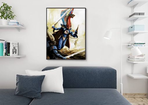 Step into the heart of battle in the Warhammer 40k universe with our handmade oil painting on canvas, featuring Asurmen in a bold charge on the battlefield. This dynamic artwork captures the legendary Phoenix Lord's unstoppable determination as he leads the charge against the enemy forces. With intricate detail and vibrant colors, immerse yourself in the thrilling action of the 41st millennium. Own a prized piece of Warhammer history and enrich your space with this captivating portrayal. Witness Asurmen's fierce charge – order now and let his valor inspire your walls.