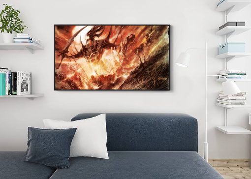 Dive into the chaos of battle with our striking handmade oil painting on canvas, featuring the colossal Avatar of Khaine consumed by a destructive fury. This captivating artwork depicts the Eldar deity in a state of relentless rage, portrayed with vivid colors and meticulous detail. Own a piece of Warhammer lore and adorn your space with this powerful portrayal of cosmic devastation. Order now to add this masterpiece to your collection and experience the awe-inspiring might of the Avatar of Khaine in all its fury.