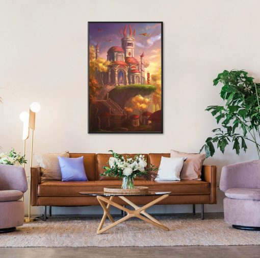 Capture the ethereal beauty of Azeroth with our handmade oil painting on canvas, portraying the mesmerizing sunset over Darnassus city. This captivating artwork invites viewers to immerse themselves in the serene charm and ancient allure of Warcraft's iconic night elven stronghold. With meticulous detail and vibrant colors, this piece brings the mystical ambiance of Darnassus to life. Own a cherished piece of gaming history and elevate your decor with this stunning masterpiece. Step into the realm of the Night Elves – order now and let the enchanting sunset of Darnassus grace your walls.