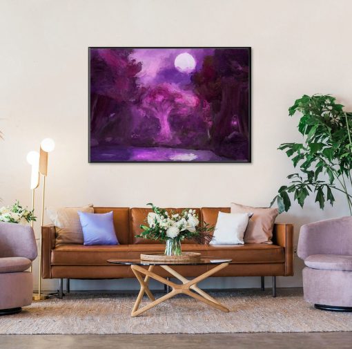 Experience the enchanting beauty of Azeroth with our handcrafted oil painting on canvas, showcasing the mesmerizing Darnassus forest in a captivating purple design. This captivating artwork invites viewers to immerse themselves in the mystical allure and ancient magic of Warcraft's iconic night elven territory. With meticulous attention to detail and vibrant hues, this piece brings the ethereal ambiance of Darnassus to life. Own a cherished piece of gaming history and enrich your decor with this stunning masterpiece. Step into the realm of the Night Elves – order now and let the enchanting Darnassus forest in purple design adorn your walls.