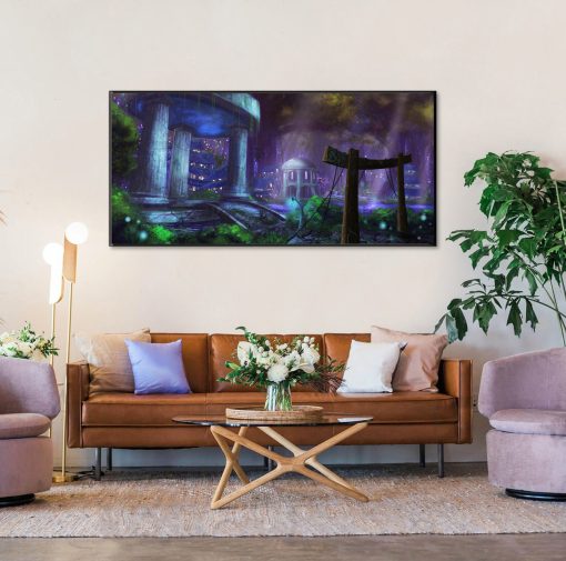 Experience the captivating allure of Azeroth's night elven capital with our handmade oil painting on canvas, showcasing the enchanting beauty of Darnassus. This mesmerizing artwork invites viewers to immerse themselves in the ethereal charm and ancient magic of Warcraft's iconic cityscape. With intricate detail and vibrant colors, this piece brings the serene ambiance of Darnassus to life. Own a cherished piece of gaming history and enrich your decor with this stunning masterpiece. Step into the mystical realm of the Night Elves – order now and let the enchanting Darnassus city grace your walls.