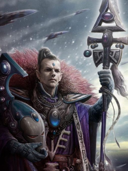 Delve into the intricate lore of Warhammer 40k with our handmade oil painting on canvas, showcasing the enigmatic Eldrad Ulthran. This captivating portrait brings to life the wisdom and power of one of the most revered figures in the Eldar race. With meticulous detail and vibrant colors, immerse yourself in the mystique of the 41st millennium. Own a cherished piece of Warhammer history and enrich your decor with this stunning artwork. Embrace the mysticism – order now and let the commanding presence of Eldrad Ulthran grace your walls.