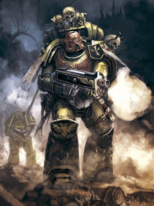 Experience the grim allure of Warhammer 40k with our handmade oil painting on canvas, showcasing an Imperial Fists Space Marine adorned with a skull motif on his gear. This striking artwork embodies the dark and fearsome essence of the Space Marines, depicted with intricate detail and vivid colors. Own a piece of Warhammer lore and enrich your decor with this captivating portrayal of intergalactic warfare. Order now to make this masterpiece a focal point in your collection, bringing the menacing presence of the Imperial Fists to life on your walls.
