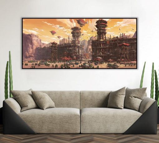Delve into the industrious heart of Azeroth with our handmade oil painting on canvas, showcasing the bustling landscape of Orgrimmar's workers city. This captivating artwork captures the essence of Warcraft's vibrant world with meticulous detail and vivid colors, appealing to gamers and art enthusiasts alike. Transport yourself to the heart of orcish industry with this unique piece, crafted by skilled artisans to evoke the spirit of labor and community. Own a piece of gaming history and infuse your space with the energy of Orgrimmar's thriving cityscape. Experience the craftsmanship – order now and let your walls resonate with the pulse of orcish life.