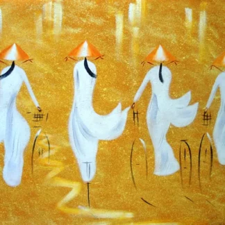 Abstract Vietnamese Lady in Traditional Dress Ao Dai 5