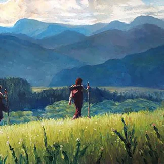 Frodo and Sam leaving the Shire