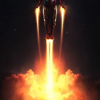 Iron Man flying in the dark
